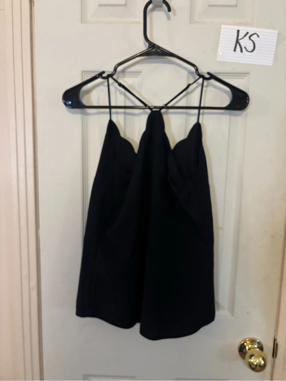 J. Crew Black Scallop-Edge tank with Spaghetti Straps